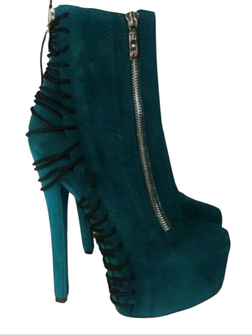 Blue Teal boots Platform Suede leather lace Zigi NY Suspend - Picture 1 of 9